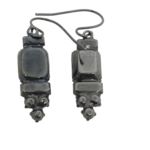 VINTAGE AUTUMN COLORS AUSTRIAN CRYSTAL DROP STYLE HOOK EARRINGS - Picture 4 of 5